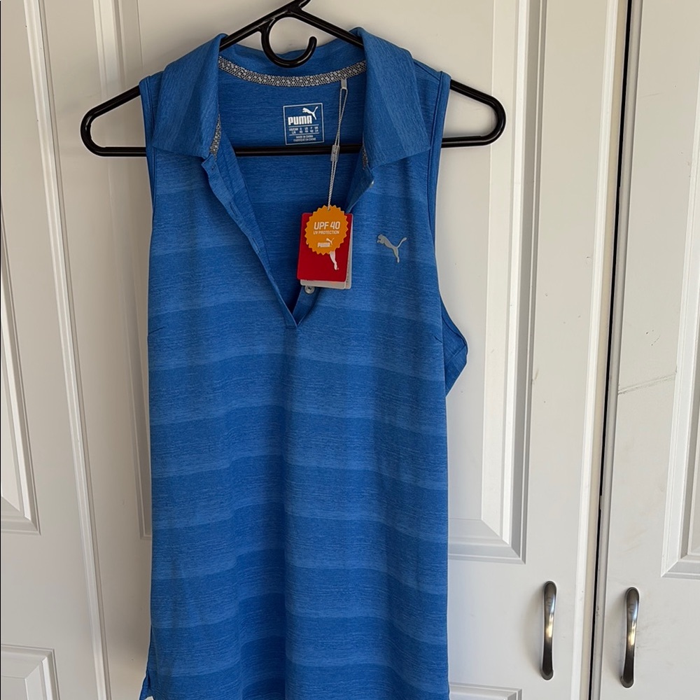 NWT. Puma Women's Blue Sleeveless Top Sz: L.